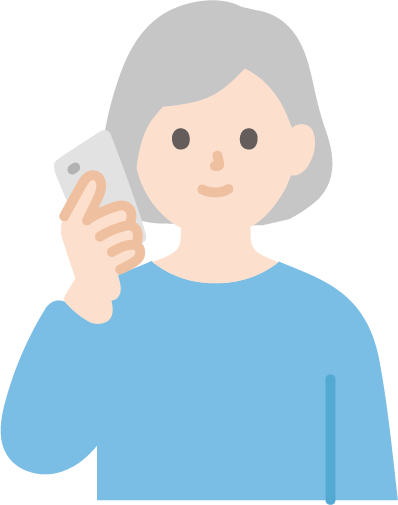 電話をかけている中年女性のイラスト